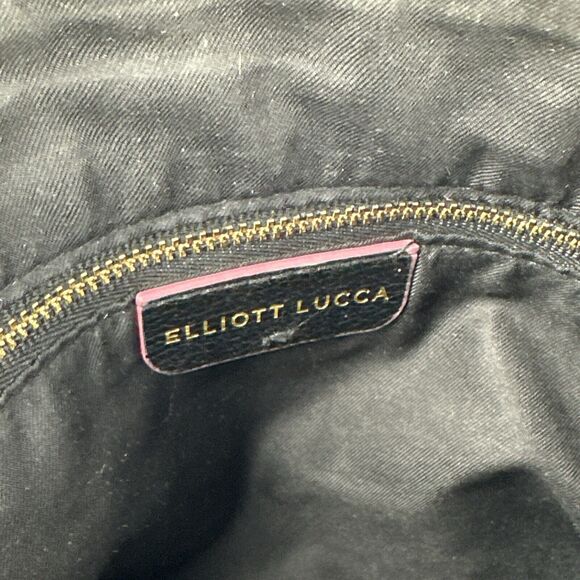 Elliott Lucca Black Leather Crossbody Brass Multi Zipper Pockets Chain Strap - Picture 10 of 10